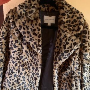 Leopard print faux fur jacket